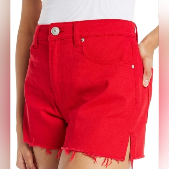 No Boundaries Red Seamed Denim Shorts New Sz 5 - Picture 4 of 5